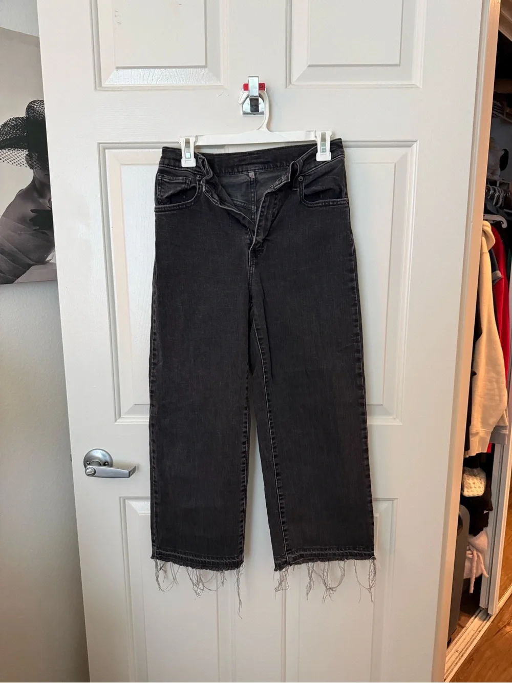 Levi's Black Wide-Leg Raw Hem Jeans